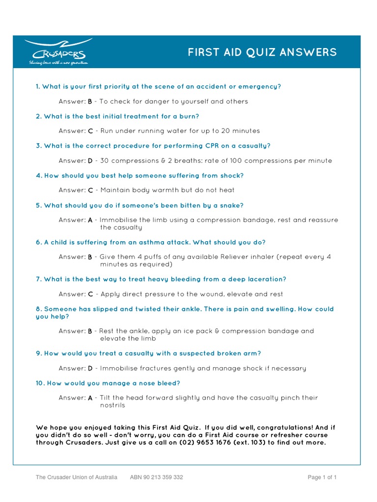 10 Ultimate CPR and First Aid Test Questions and Answers to Help You Ace Certification