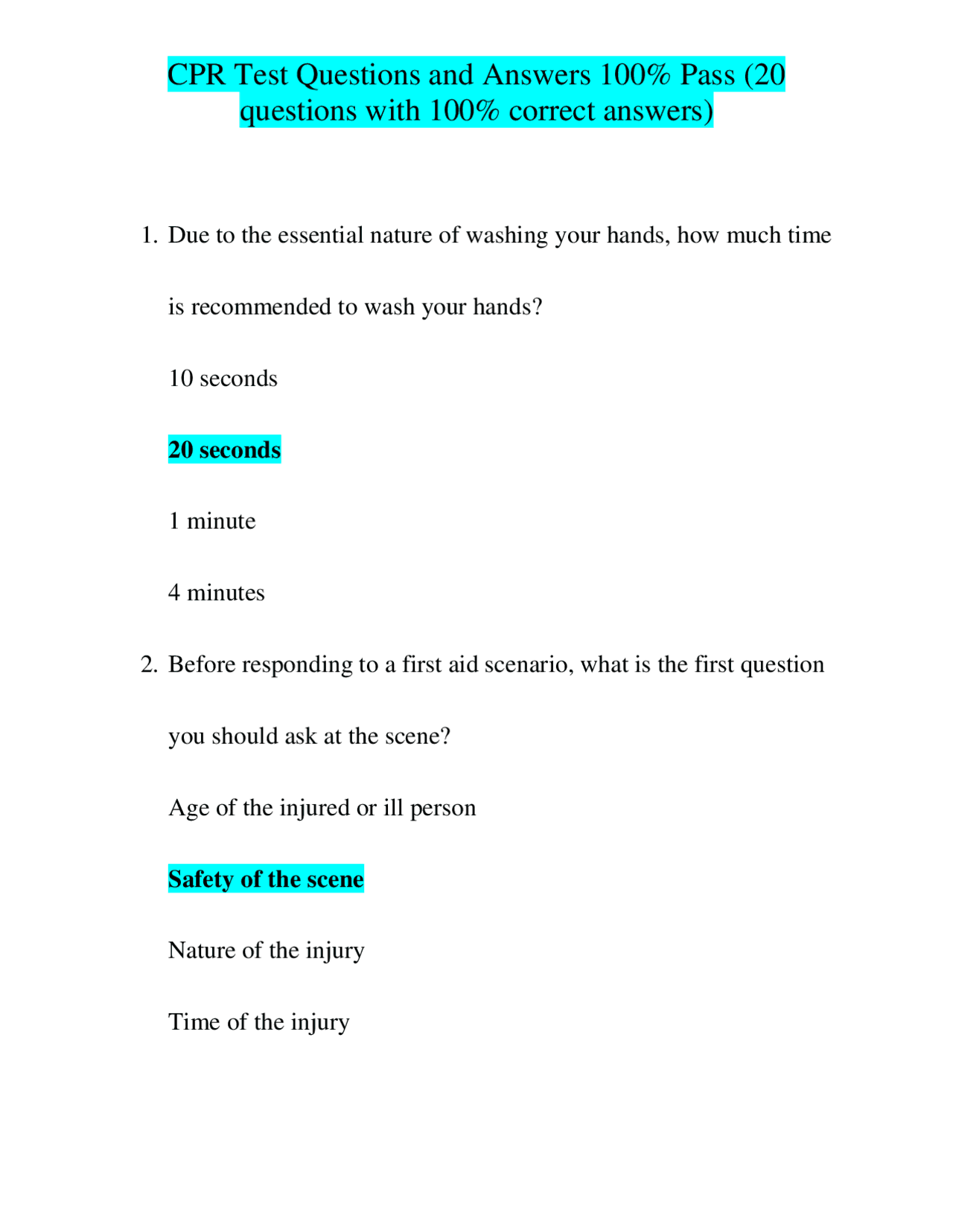 7 Ultimate Secrets to Ace Your Exam with Free CPR Test Questions and Answers PDF