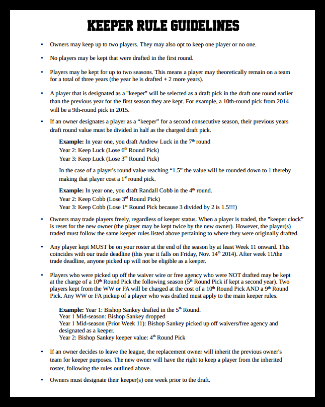 10 Must-Know Keeper Rules for Fantasy Football to Dominate Your League